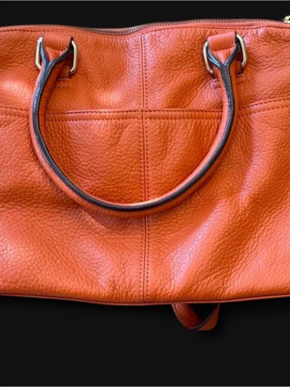 Calvin Klein Vibrant Orange Pebbled Leather Satchel